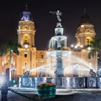 Fontaine de Lima de nuit