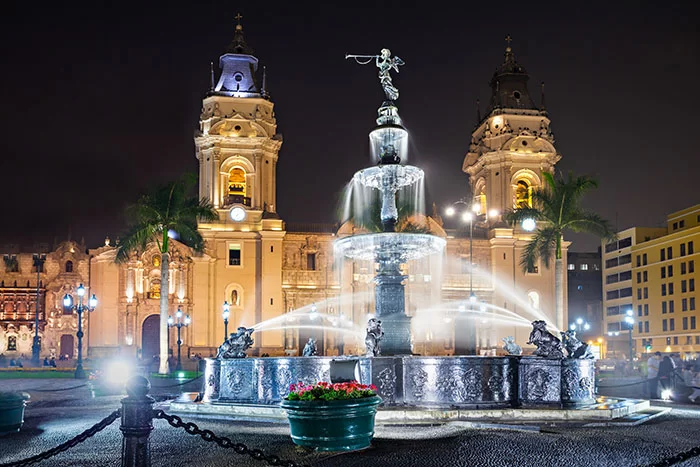 Fontaine de Lima de nuit